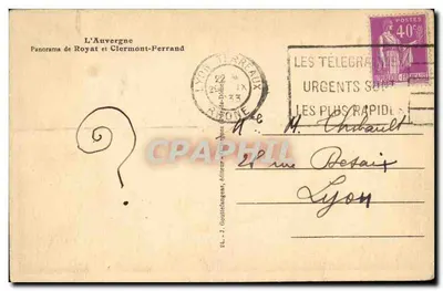 Panorama de Royat y Clermont-Ferrand — L’Auvergne — editor J. Gouttefaugas, n°24 — Reverso