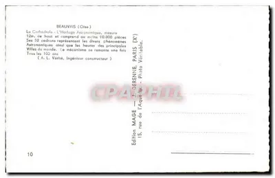 Beauvais — Catedral — Reloj Astronómico — Edición J. Derenne, París — Reverso