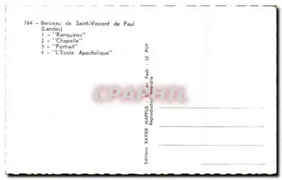Berço de Santo Vicente de Paulo — Ranquines, Capela, Retrato, Escola Apostólica — Edições Xavier Mappus — Verso