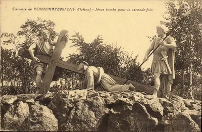 Calvaire de PONTCHATEAU (VIIe Station) — Jesus cai pela segunda vez — editor não identificado