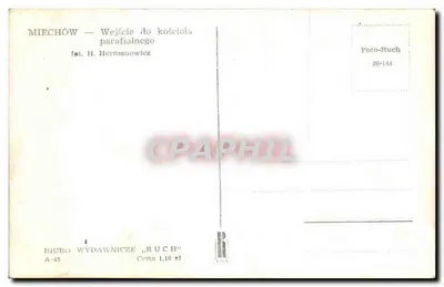 Miechów — Entrada a la iglesia parroquial — BIURO WYDAWNICZE „RUCH” — Reverso