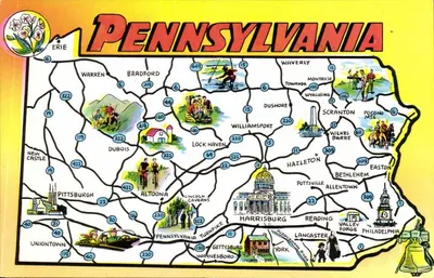 Pennsylvania — cartão postal ilustrado — editado pela Imperial Greeting Card Co., Pittsburgh, Pa.