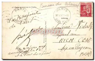 Plaats van de Opera — Parijs — Éditions d'Art, Parijs — Achterkant
