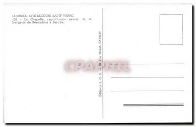 Lourdes, Cité-Secours Saint-Pierre — Kaplica Bernadette w Bartrès — Wydawnictwo S.O.S. — Rewers