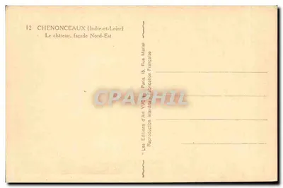 Chenonceau — fasada północno-wschodnia — Les Éditions d'Art YWC, Paryż — Rewers
