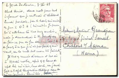 Angoulême — Vista Geral tirada da Place du Palat — Bilhete postal antigo n°167 — Verso