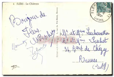 Flers - O Castelo — Edição « LA CIGOGNE », Rennes, n°4 — Verso