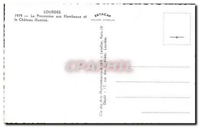 Lourdes — Procesja z latarniami i oświetlony zamok — EKTACAP — Rewers