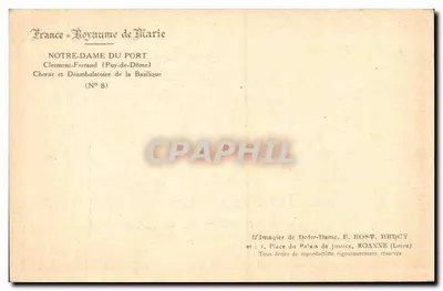 Notre-Dame du Port — Cappella e Coro della Basilica — Imagerie de Notre-Dame, F. BOST, Roanne — Verso