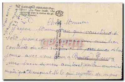 Clermont-Ferrand — Place Jaude — Editor A.P. (Paris) — Verso