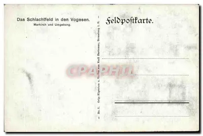 Pole bitwy w Markkirch — Vogesen — Wydanie oryginalne Emil Hartmann, Strasbourg — Rewers