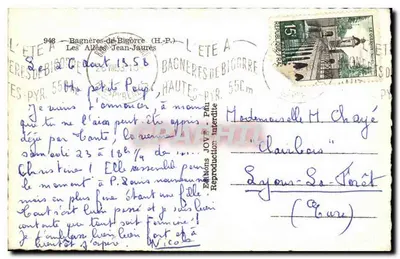 Le Allée Jean-Jaurès — Bagnères-de-Bigorre (Hautes-Pyrénées) — Editore JOVY, n° 948 — Verso