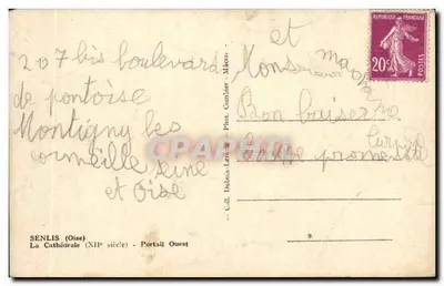 Senlis — Katedra (XII wiek) — Portal Zachodni — Cull. Dubois-Leroy & Fot. Combier — Rewers