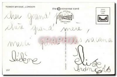 Most Tower w Londynie — podnoszona przeszkoda — the Continental card, seria Natural Colour, nr 157 — Rewers