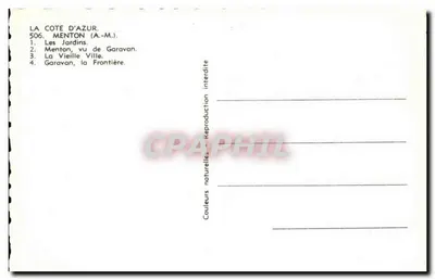 Menton — widok panoramiczny — wydawca nie widoczny, nr serii 506 — Rewers
