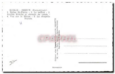 Dreux — Colagem de monumentos — Edições Hachette — Verso