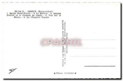 Dreux (Eure-et-Loir) — Colagem de 5 vistas — Editor D. Dreux, n° 28.134.15 — Verso