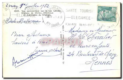 Chillon — Montreux y Panorama del Lago Léman — Ediciones J. Chenneut — Reverso