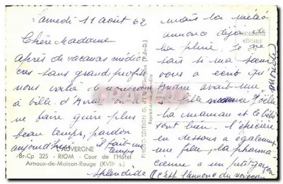Cour do Hotel Arnoux-de-Maison-Rouge — Riom — editor G. de D. (Br-Cp 325) — Verso
