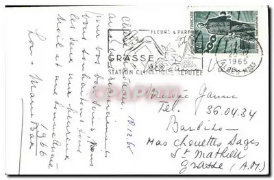 Péridou al Mas de Chouette, Sages — vista di vigneti e casa — Grasse, 1965 — Verso