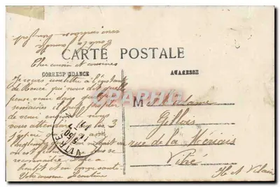 Langage des Timbres — carte décorative avec portrait et timbres français de 1903 — Rewers