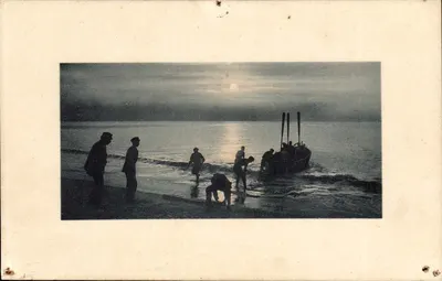 Cena de praia com barco — editor Brunner & C. em Zurique, n° S. 17