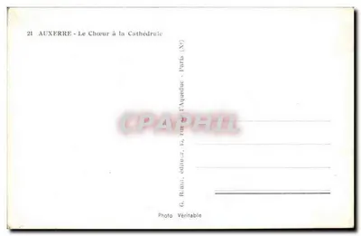 Auxerre - Le Chœur à la Cathédrale — G. Riau, éditeur, Paris — Verso