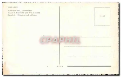 Paysage hollandais — Młyn wiatrowy i pola tulipanów — wydawca MUVA, n° 901/17 — Rewers
