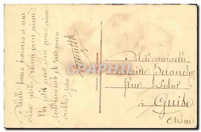 Pivoine seca — Poema impresso — Carta postal antiga — Verso