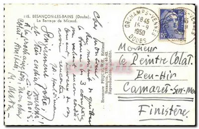 Represa de Micaud — Besançon-les-Bains (Doubs) — editor Péqui — Verso