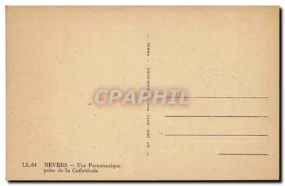 Nevers — Widok panoramiczny z katedry — Cie des Arts Photographiques, Paryż — Rewers