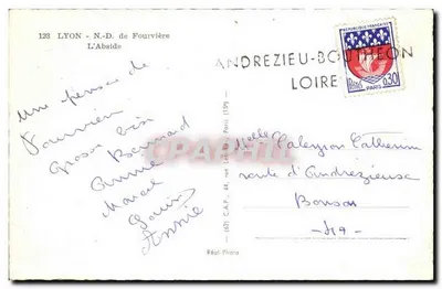 Abbazia di Fourvière — Lione — editore C.A.P. n°123 — Verso