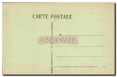 Wejście do Jaskiń Baume-les-Messieurs — Pittoreskie miejsca Franche-Comté — Wydawca C. Lardie-Besangon, nr 1506 — Rewers