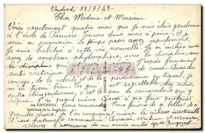 Wewnętrzne wnętrze Bazyliki — Lourdes — Wydawca P. Doucet, n°114 — Rewers
