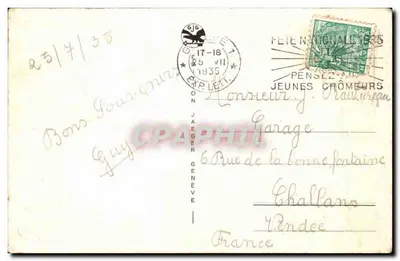 Genf. Pont du Mont-Blanc — Ansicht mit dem Mont-Blanc im Hintergrund — unbekannter Verlag, Nr. 6032 — Rückseite