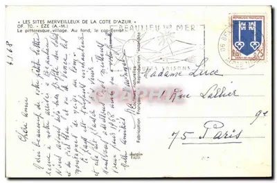 Eze — piękny przystanek — Miejsca Wspaniałe Wybrzeża Azury, OF. 7C. - EZE (A.-M.) — Rewers