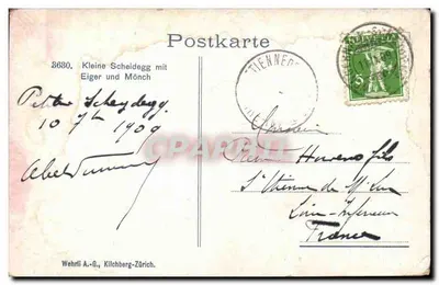 Mała Scheidegg z Eigerem i Mönchem — Wehrli A.-G., Kilchberg-Zurych, nr 26680 — Rewers