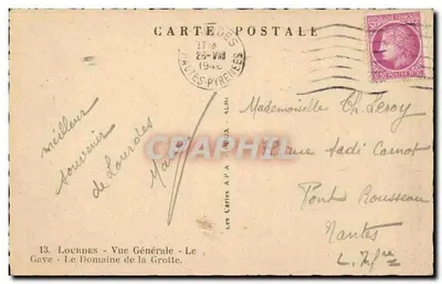 Lourdes — Vista General — El Gave — El Dominio de la Grotta — Las Tarjetas A.P.A. — ALBI — Reverso
