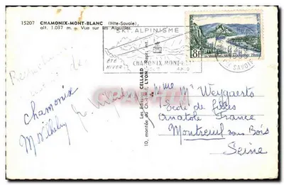 Chamonix-Mont-Blanc — Widok na Arquittes — Wydawnictwo Cellaard, Lyon — Rewers