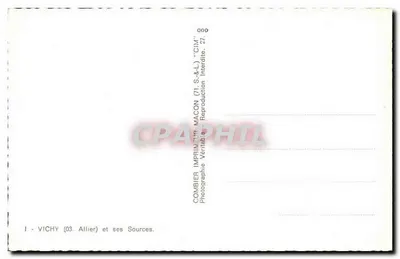 Vichy e suas Fontes — Allier, 03 — Imprimeur Combier — Verso