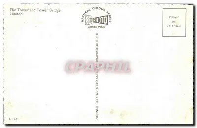 A Torre e o Ponte de Londres — Natural Colour Series — Copphoto Greetings — Verso