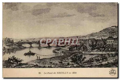 O Ponte de Neuilly em 1830 — vista histórica — L'Abéille, Paris