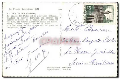 Les Fades (P.-de-D.) — Viaduto — Editor Cim — Verso