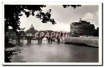 Roma - Ponte Sant'Angelo e o Castelo Sant'Angelo — vista do Tevere — editor Fotofan, n° 4514/10