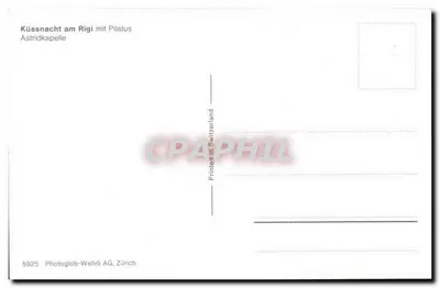 Küssnacht am Rigi con Pilatus — Astrid Kapelle — Photoglob-Wehrli AG, Zúrich, n° 5925 — Reverso