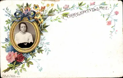 Joven mujer — retrato en marco decorado — G. Gossens, París