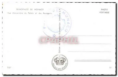 Paleis van Monaco — geheel van het Paleis en de muurwerken — Editeurs van het Paleis E.P. — Achterkant