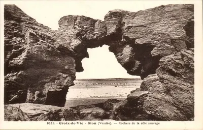 Croix-de-Vie - Sion (Vendée) — Rochers da costa selvagem — Fototipia Jehly-Pouphe