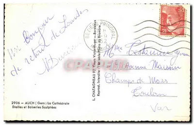 Auch — Katedra — Stale i rzeźbione drewniane dekoracje — L. Chatagnéau, Bordeaux — Rewers