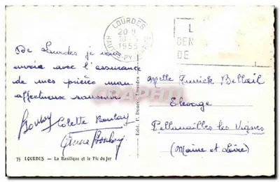 Lourdes — Bazylika i Pic du Jer — Wyd. P. Doucet Lourdes — Rewers